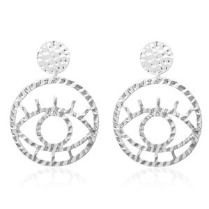 Silver Evil Eye Hoop Earrings